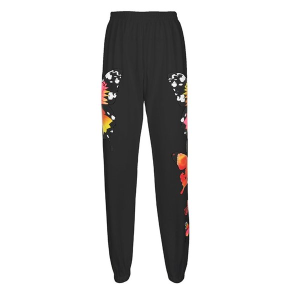 Streetwear Ladies Butterfly Cotton Joggers Sweat - Picture 3 of 10
